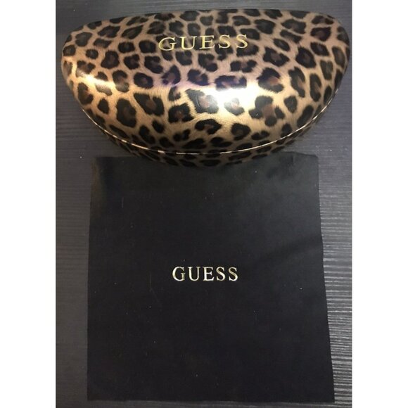 GUESS Glasses Case Hard Leopard Pattern Copper With Original Cleaning Cloth - Picture 5 of 5